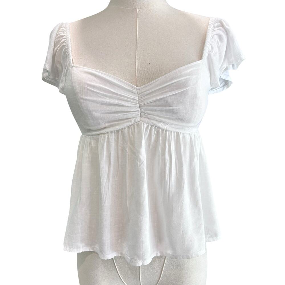 Hollister Baby Doll Crop Top Cami Y2K 90's Milk Maid Tie Back White SZ XXS